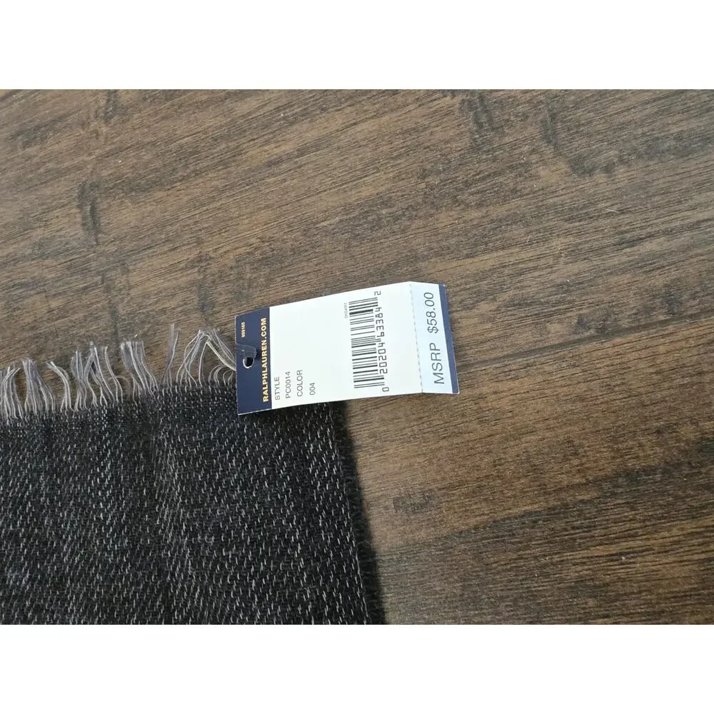 Polo Ralph Lauren Scarf Wool/viscose/nylon Charcoal Fringe